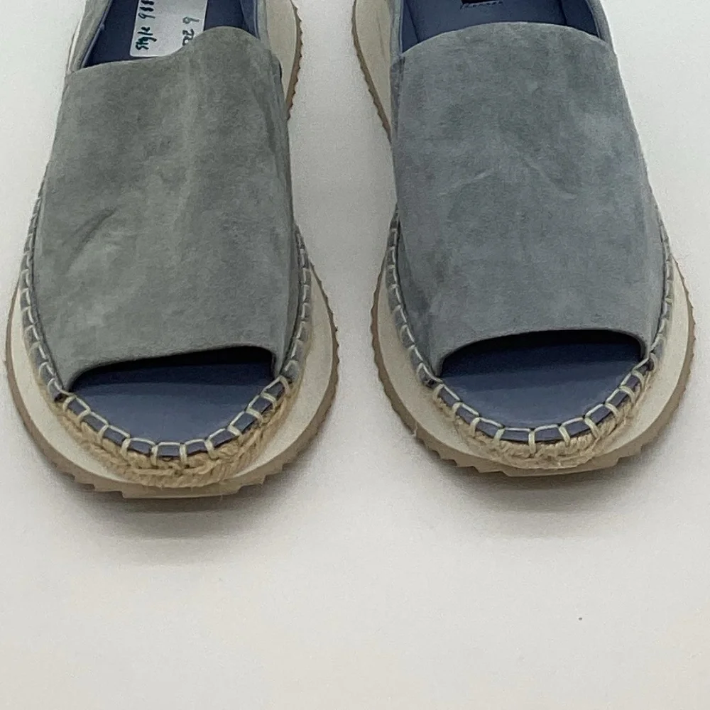 988. DKNY Orza Baby Blue Suede Wedge Sandals NWT Size 9